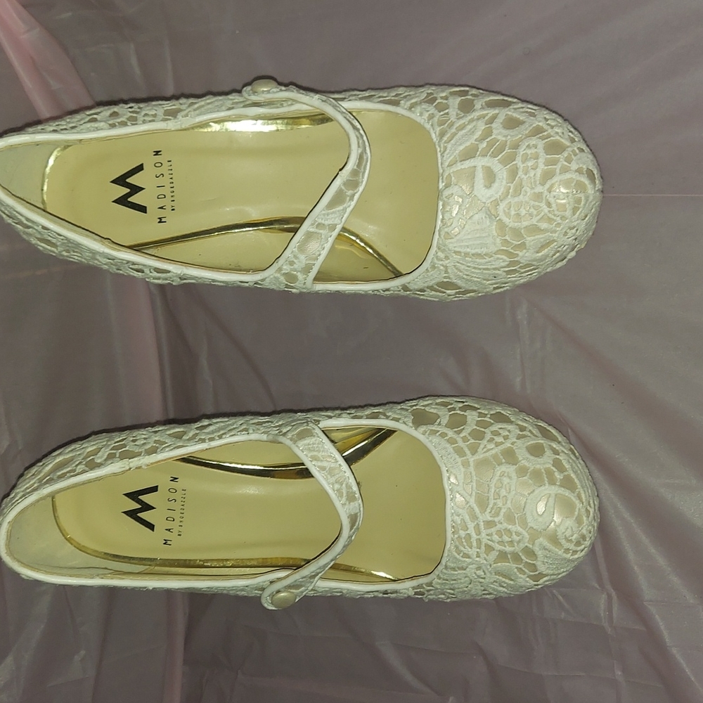 White lace wedges